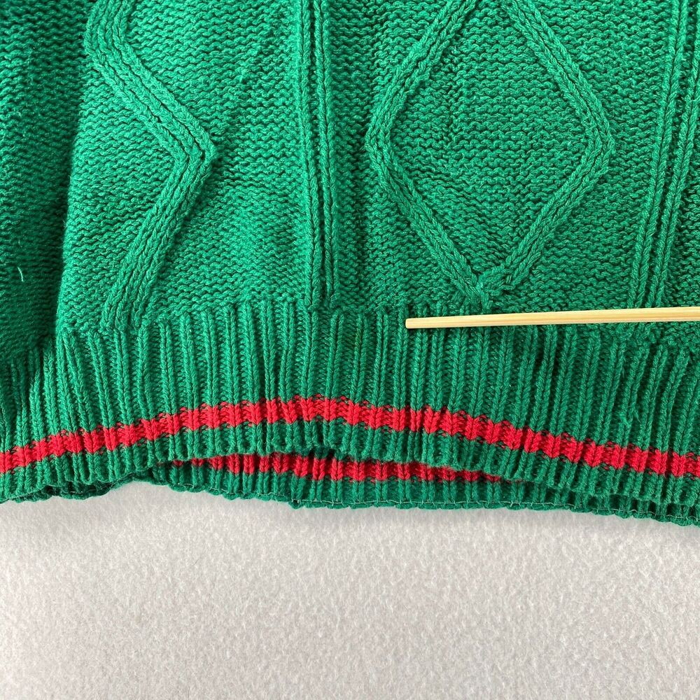 FRENCH NAVY Sweater Mens L Ramie Cotton Cable Jumper Pullover Green HK VTG - Picture 13 of 15